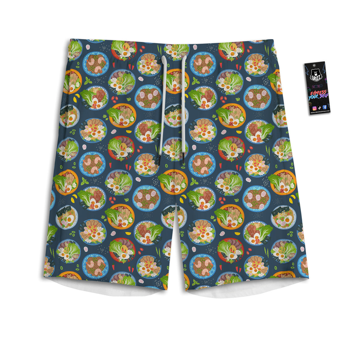 Ramen Udon Noodles In Bowl Print Pattern Men's Athletic Shorts
