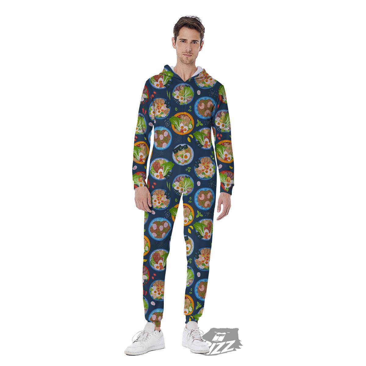 Ramen Udon Noodles In Bowl Print Pattern Men's Jumpsuit-grizzshop