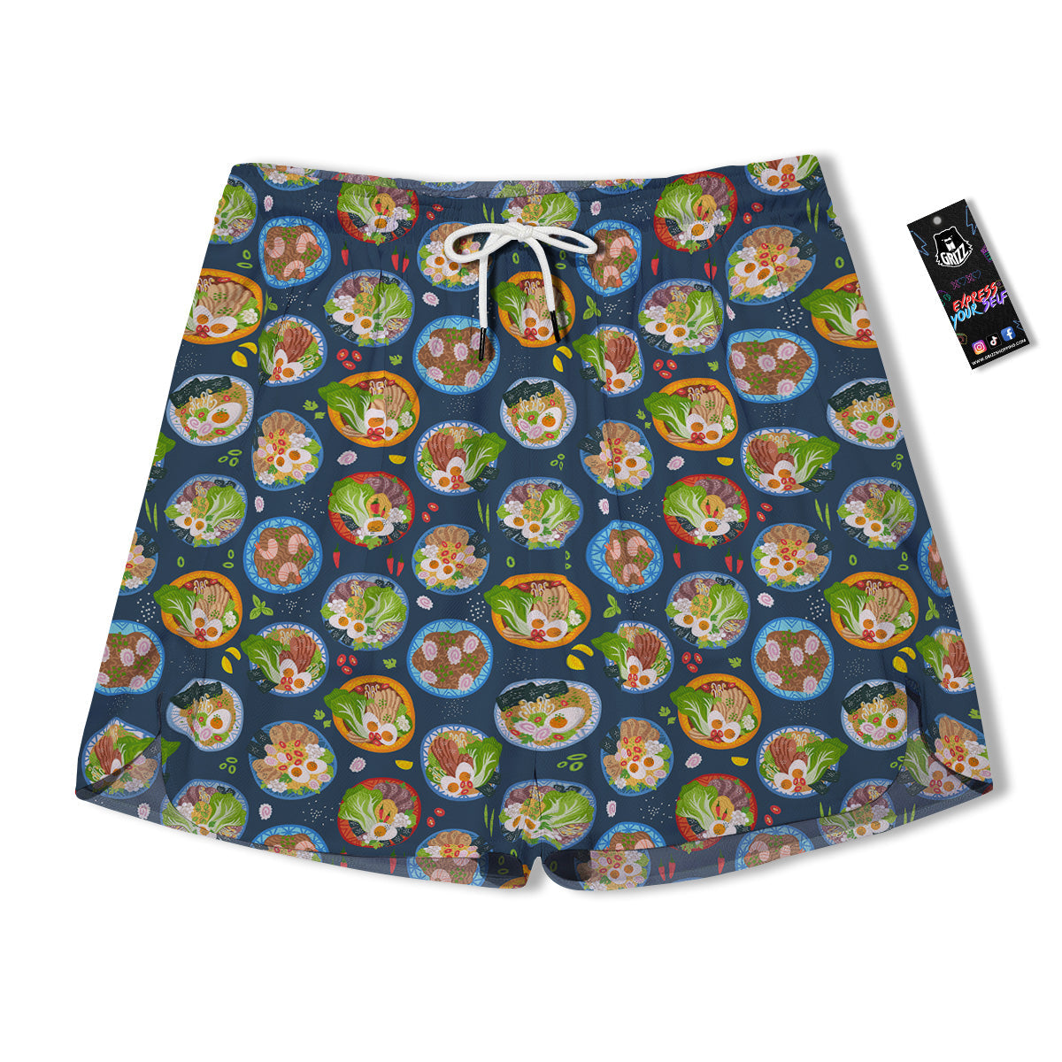 Ramen Udon Noodles In Bowl Print Pattern Men's Running Shorts-grizzshop