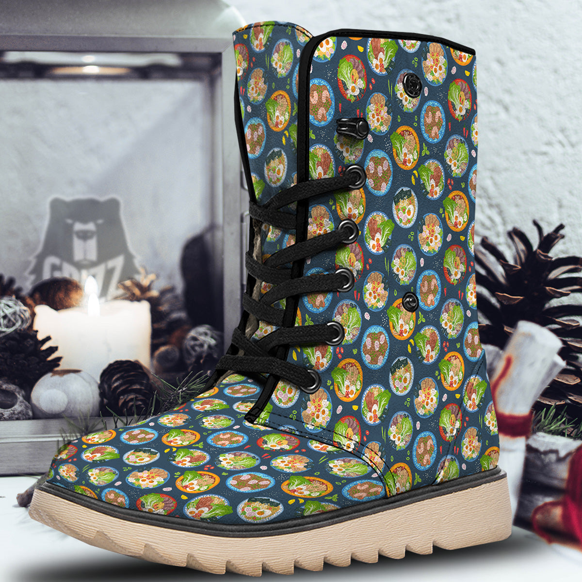Ramen Udon Noodles In Bowl Print Pattern Snow Boots-grizzshop