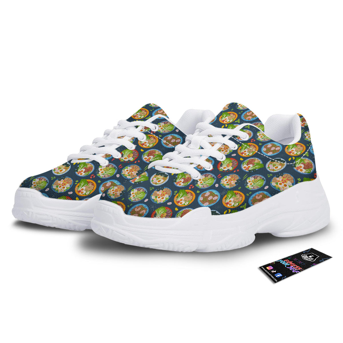 Ramen Udon Noodles In Bowl Print Pattern White Chunky Shoes-grizzshop