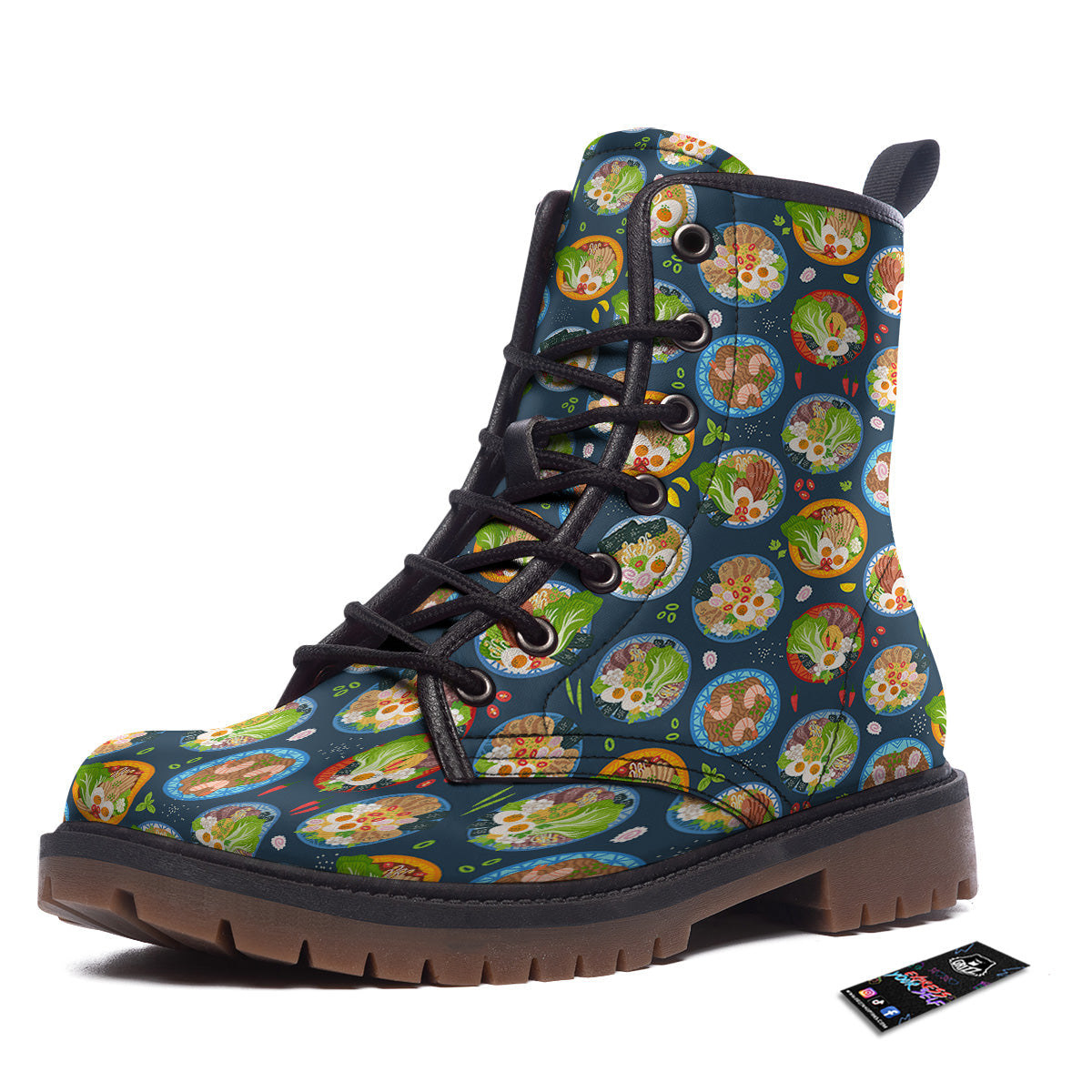 Ramen Udon Noodles In Bowl Print Pattern Work Boots-grizzshop