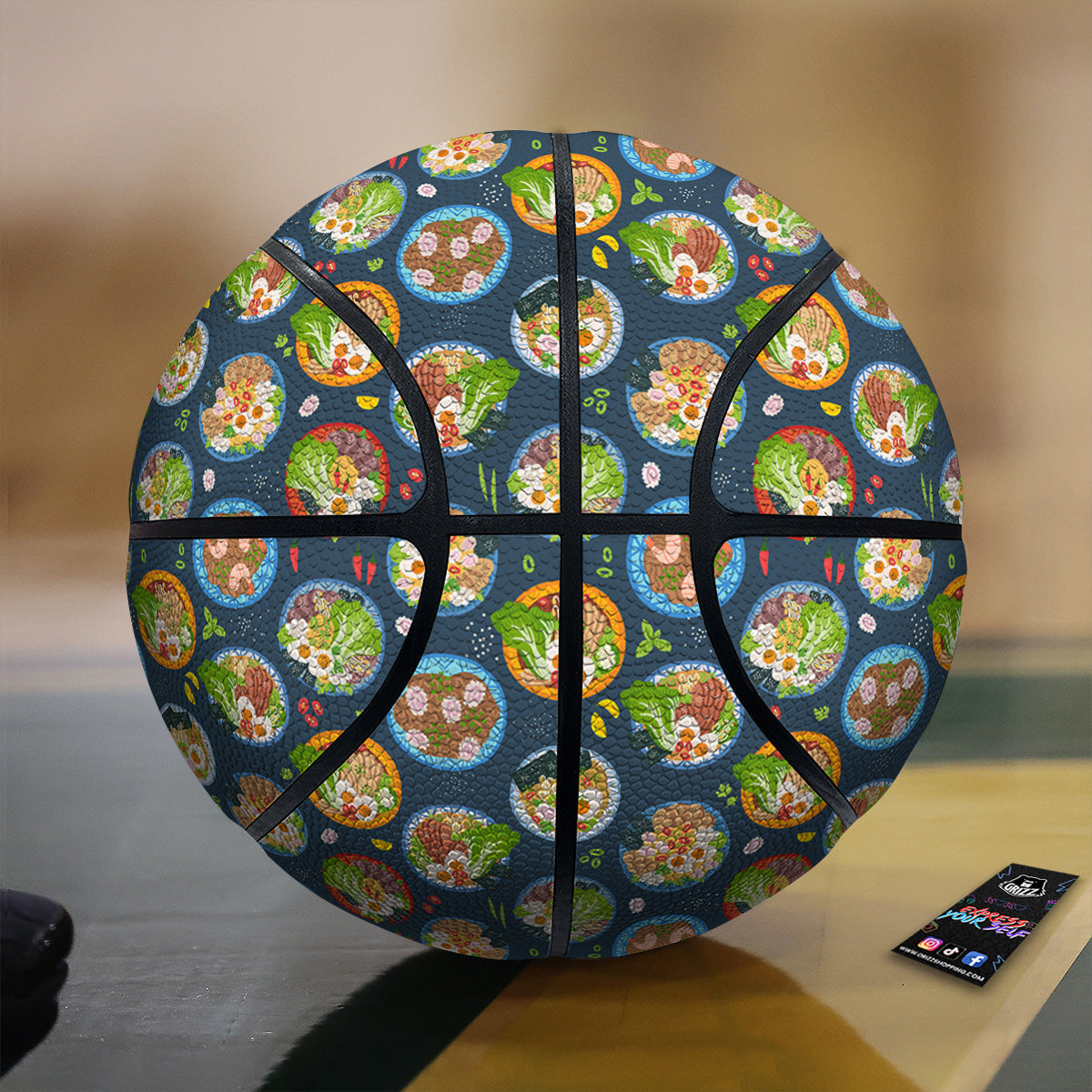 Ramen Udon Noodles In Bowl Print Pattern Basketball