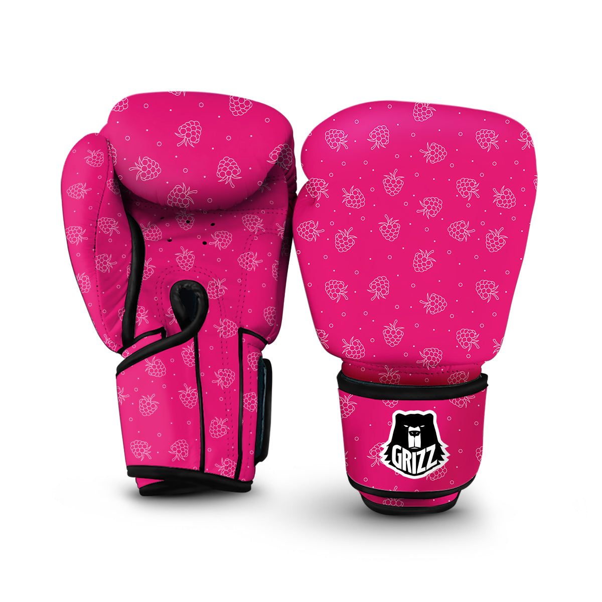 Raspberry Hand Drawn Pink Print Pattern Boxing Gloves-grizzshop