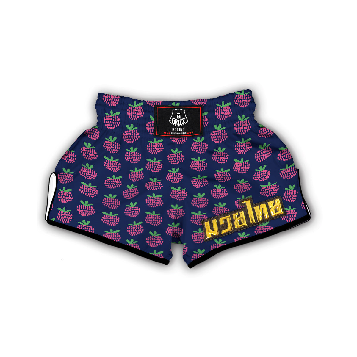 Raspberry Pink And Blue Color Print Pattern Muay Thai Boxing Shorts-grizzshop