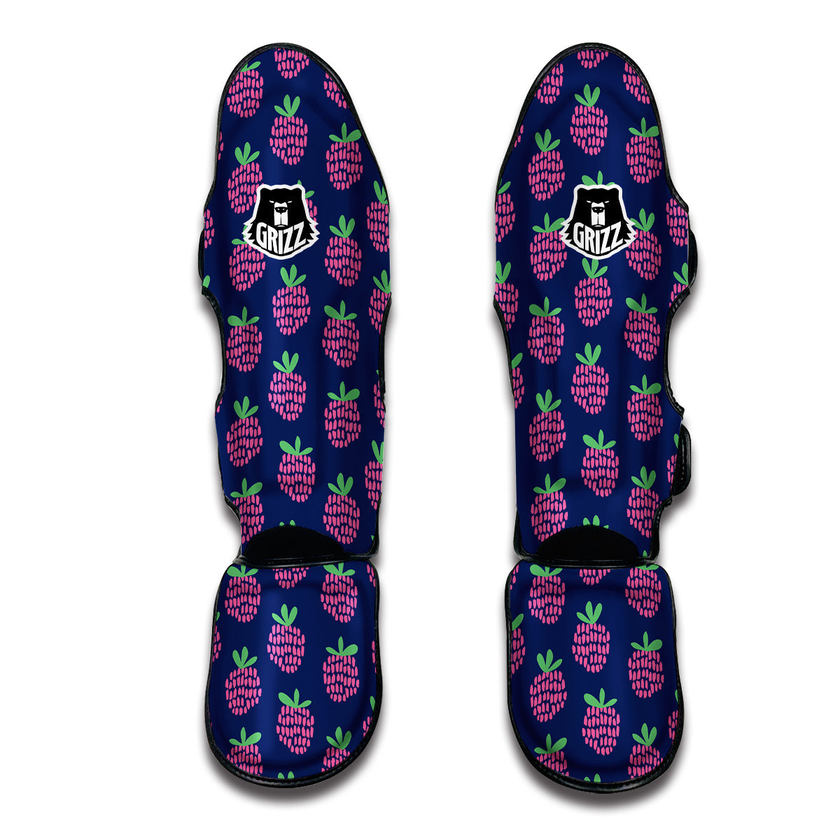 Raspberry Pink And Blue Color Print Pattern Muay Thai Shin Guards-grizzshop