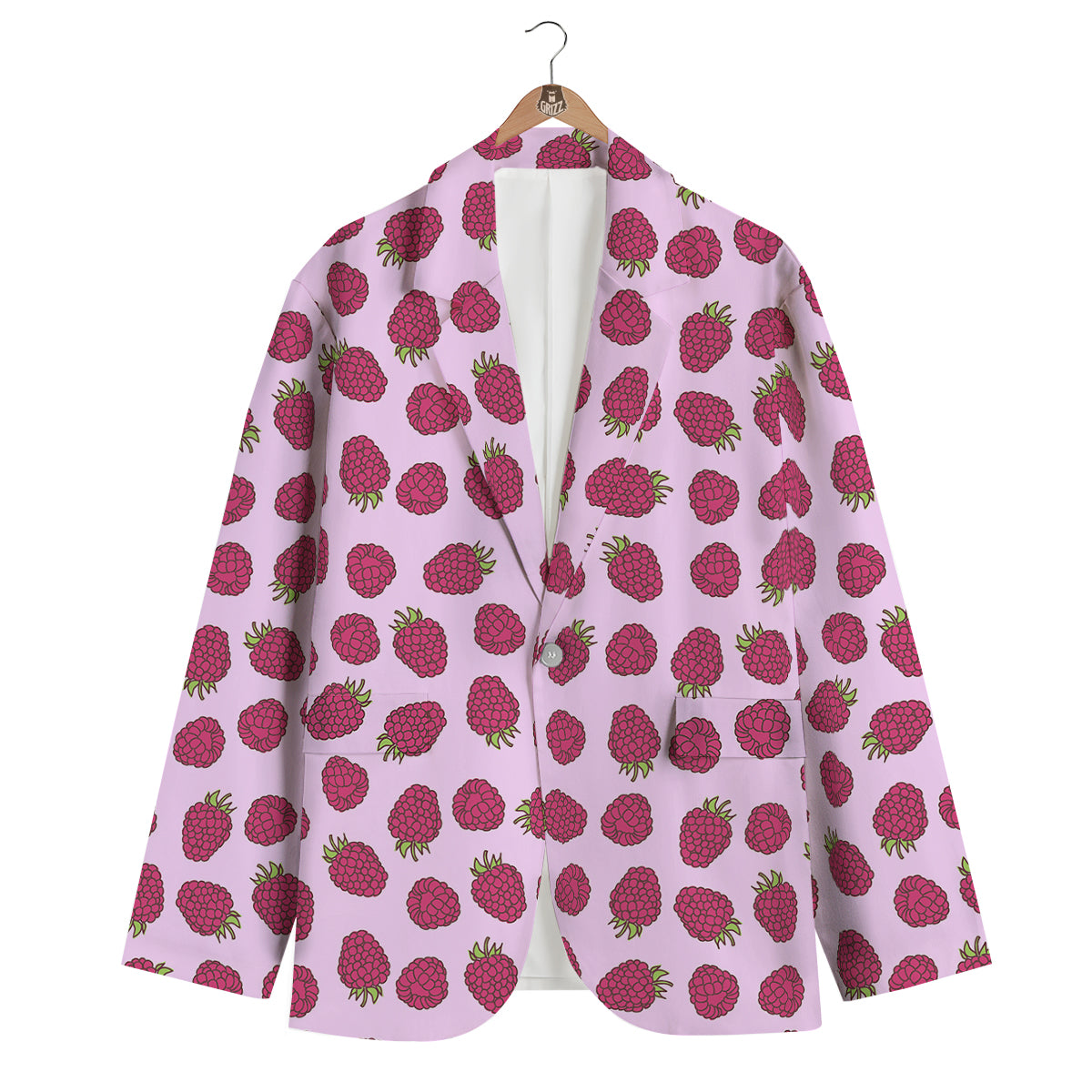 Raspberry Print Pattern Men's Blazer-grizzshop