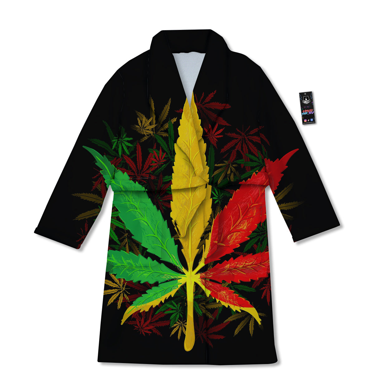 Rasta Cannabis Print Bathrobe-grizzshop