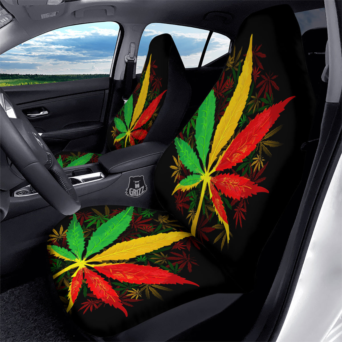 Rasta Cannabis Print Car Seat Covers-grizzshop