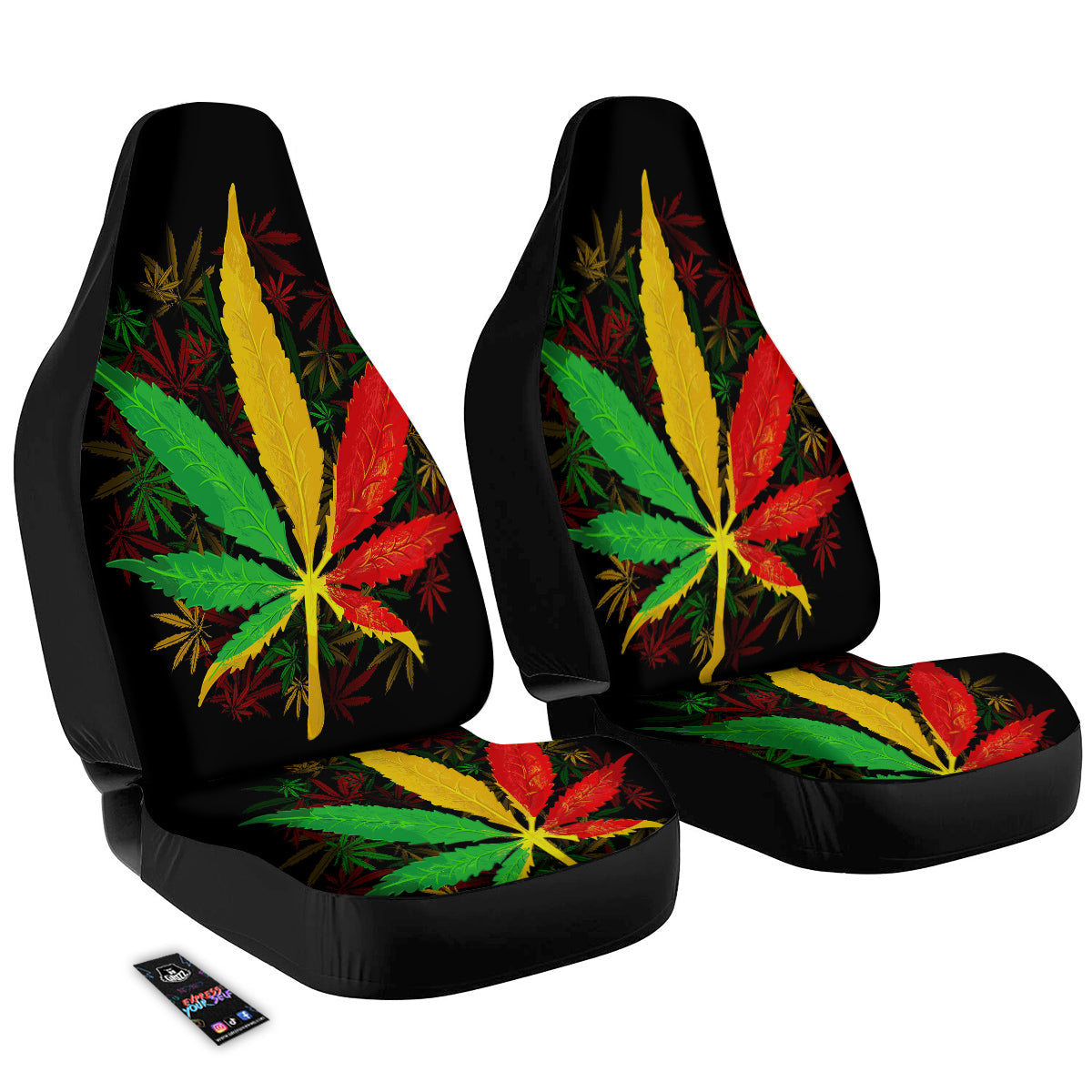 Rasta Cannabis Print Car Seat Covers-grizzshop