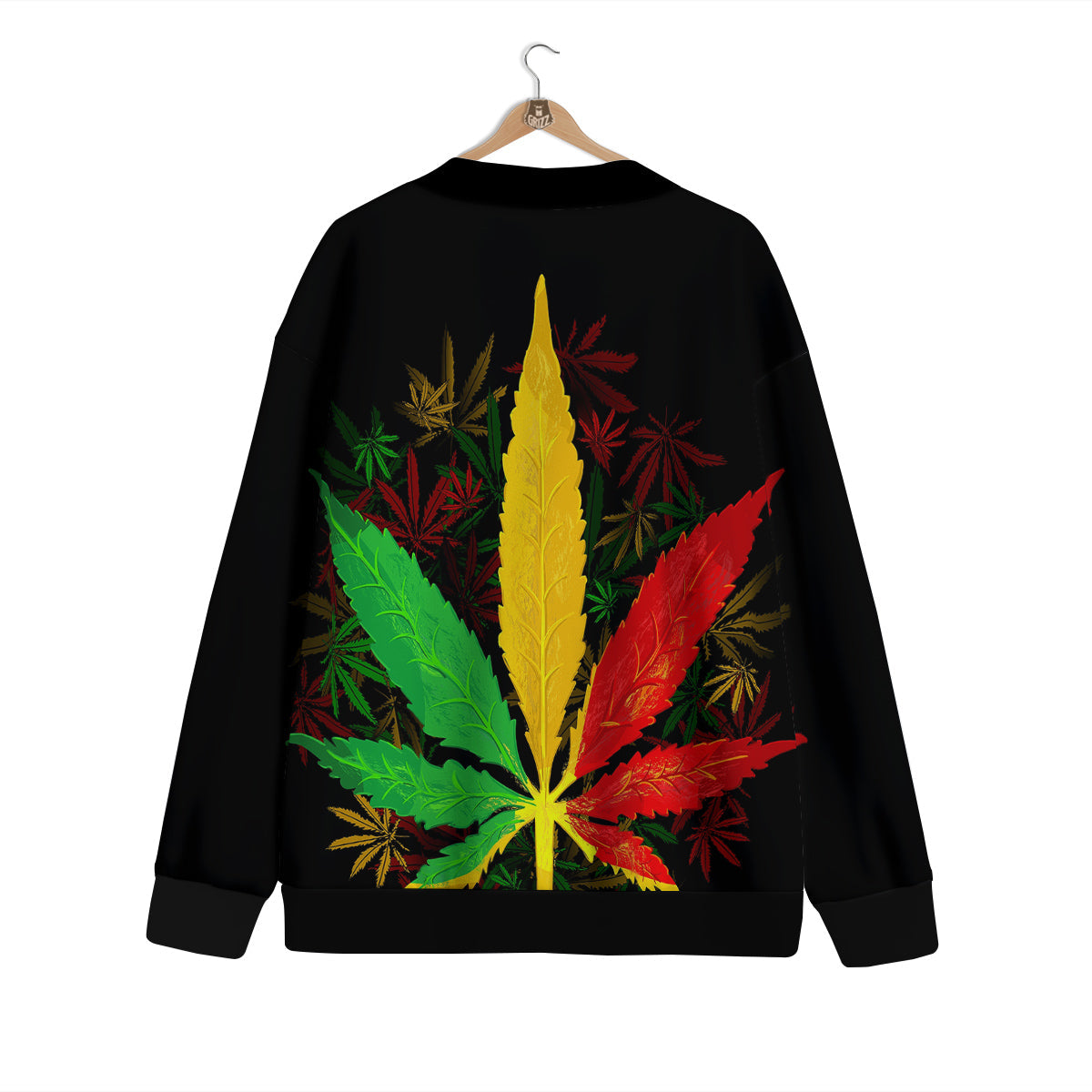 Rasta Cannabis Print Cardigan-grizzshop