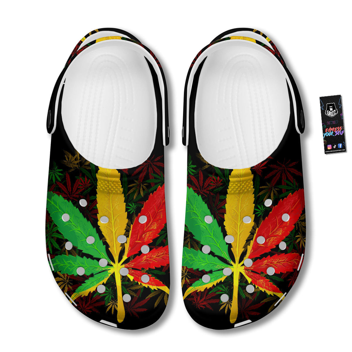 Rasta Cannabis Print Clog-grizzshop
