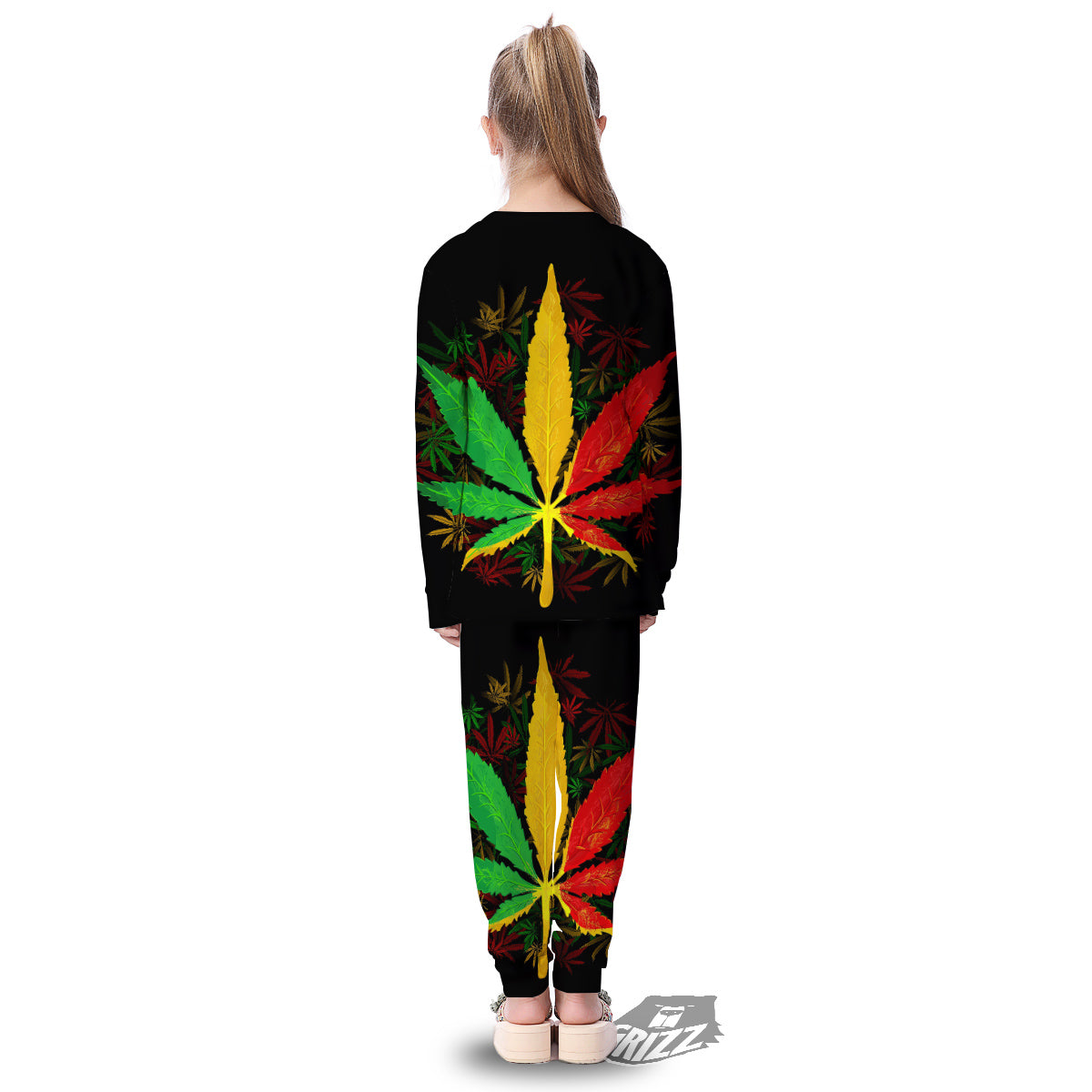 Rasta Cannabis Print Kid's Pajamas-grizzshop