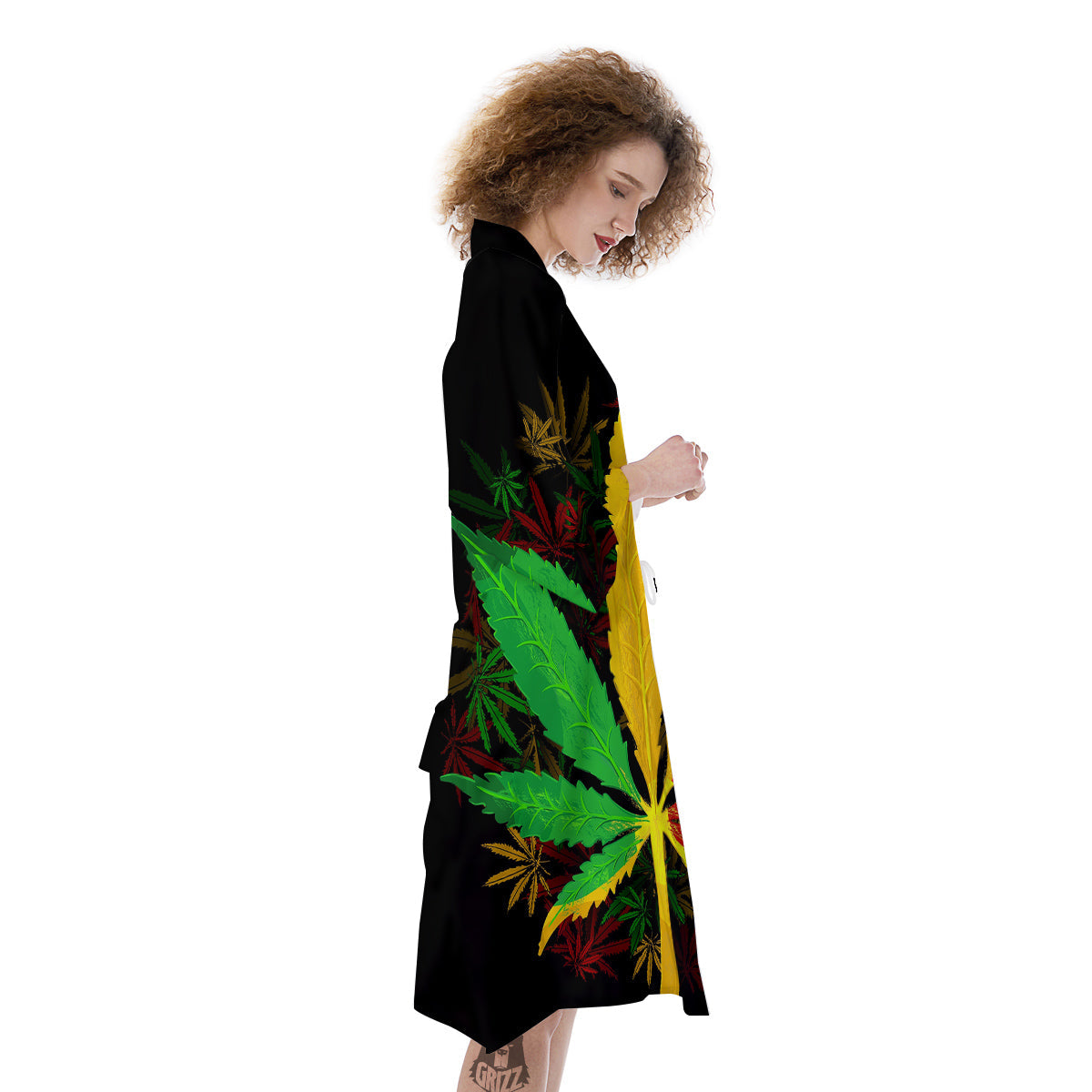 Rasta Cannabis Print Kimono-grizzshop