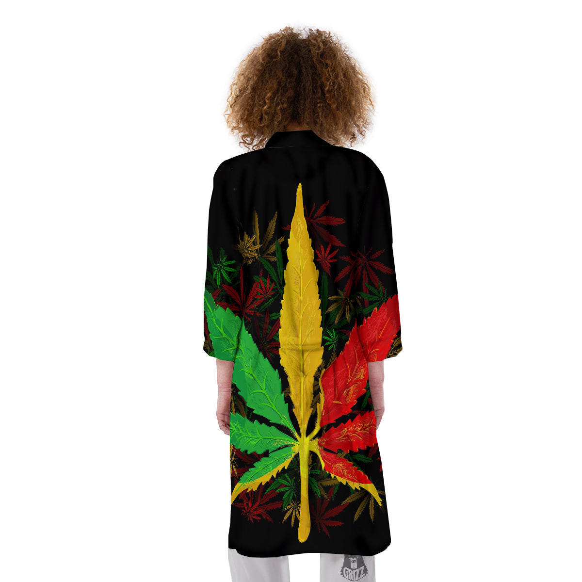 Rasta Cannabis Print Kimono-grizzshop