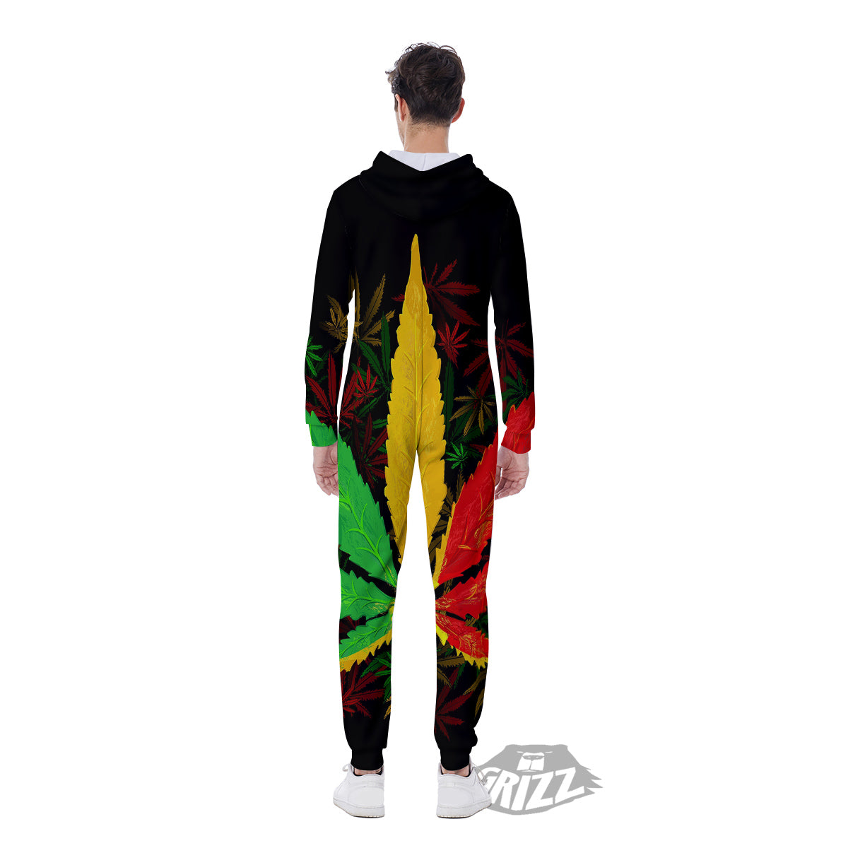 Rasta Cannabis Print Men's Jumpsuit-grizzshop