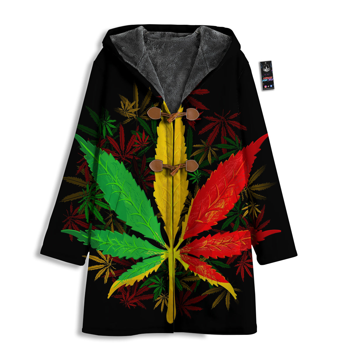 Rasta Cannabis Print Men's Windbreaker Jacket-grizzshop