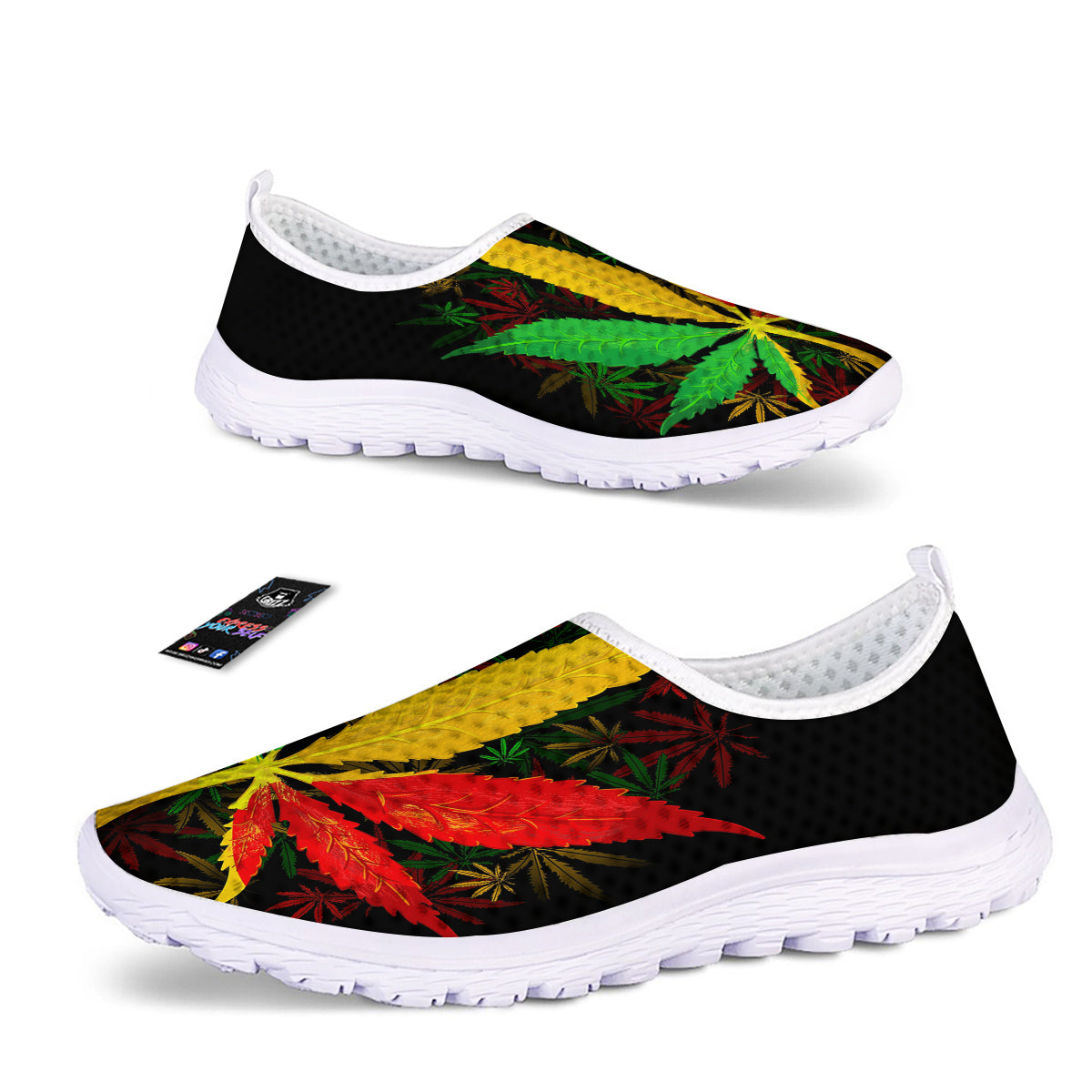 Rasta Cannabis Print Nurse Shoes-grizzshop