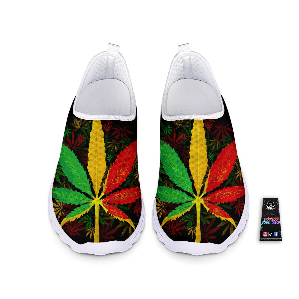 Rasta Cannabis Print Nurse Shoes-grizzshop