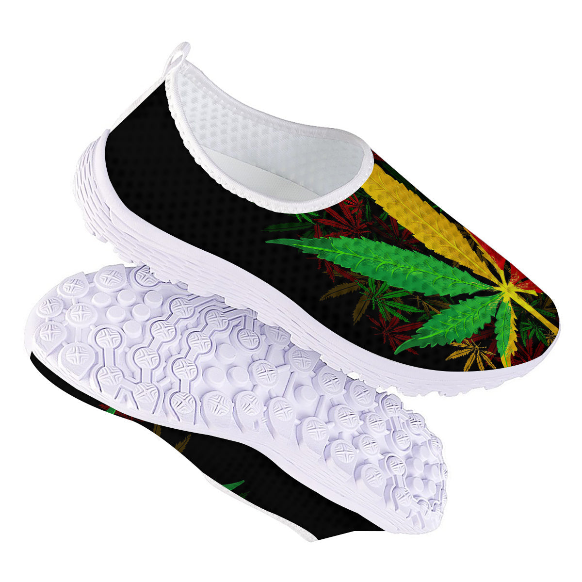 Rasta Cannabis Print Nurse Shoes-grizzshop