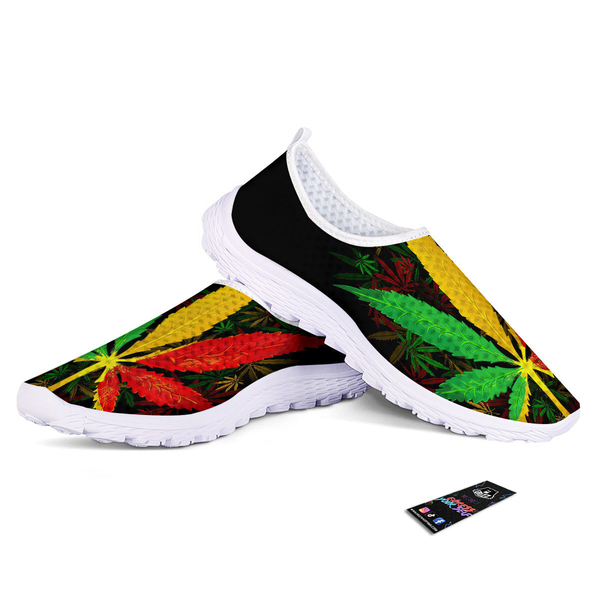 Rasta Cannabis Print Nurse Shoes-grizzshop
