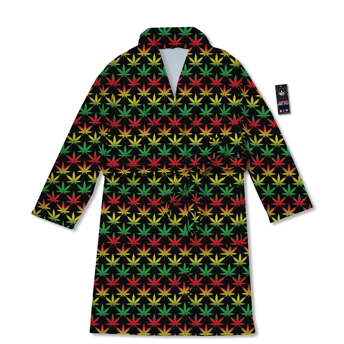 Rasta Cannabis Print Pattern Bathrobe-grizzshop