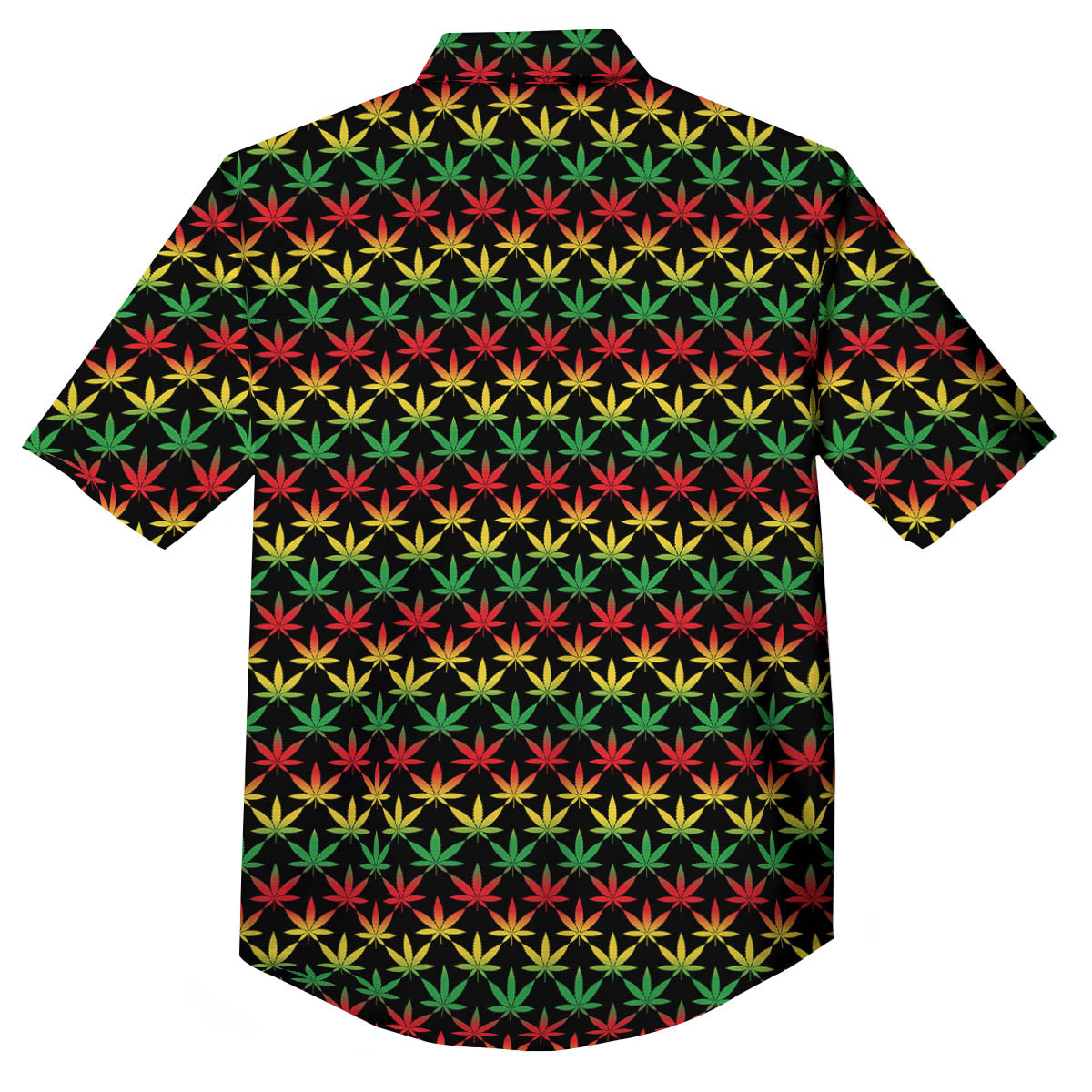 Rasta Cannabis Print Pattern Button Up Shirt-grizzshop