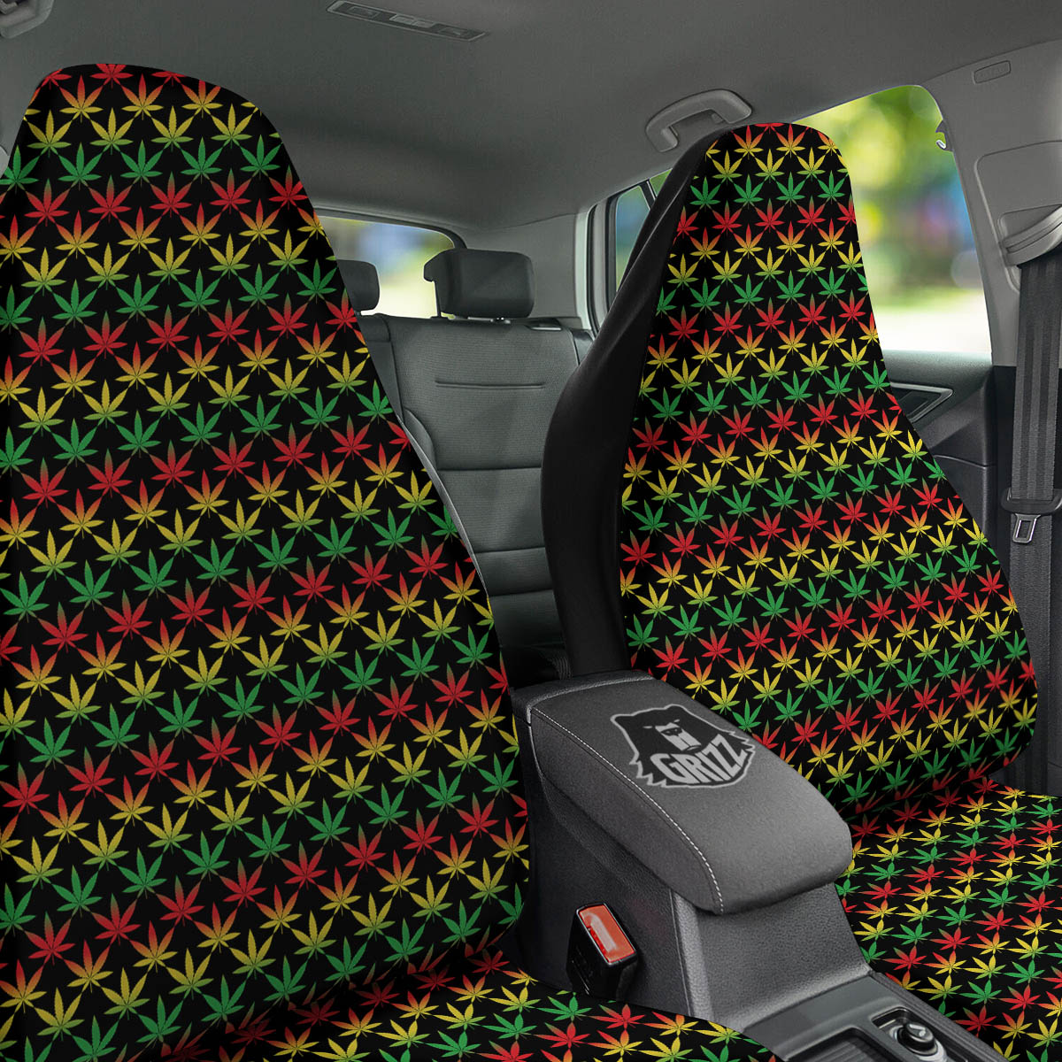 Rasta Cannabis Print Pattern Car Seat Covers-grizzshop