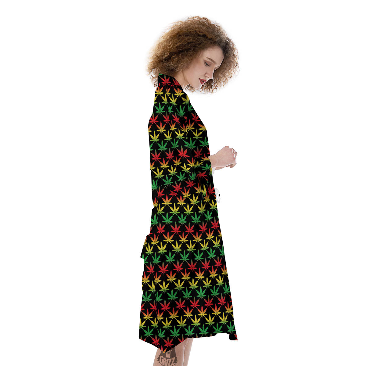 Rasta Cannabis Print Pattern Kimono-grizzshop