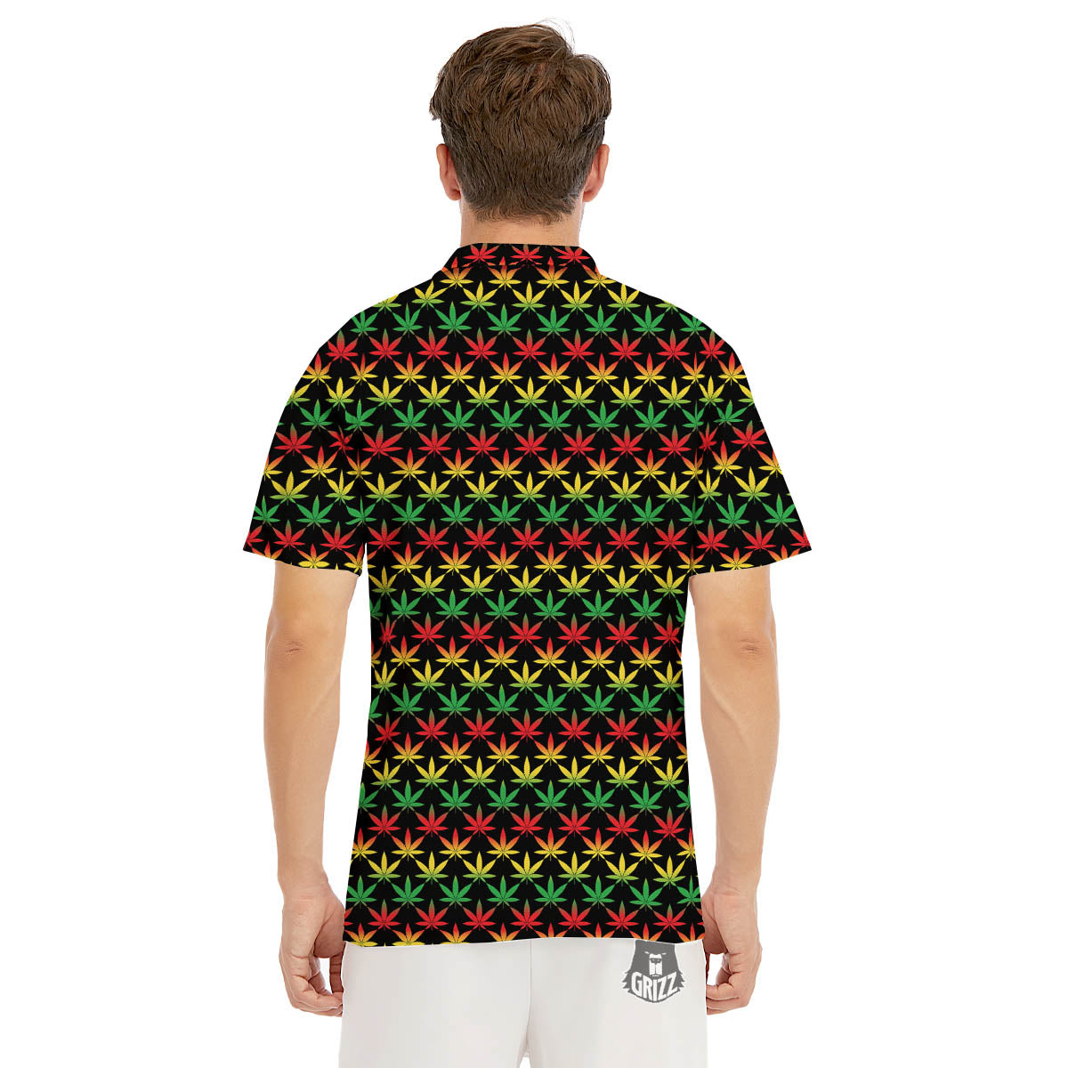 Rasta Cannabis Print Pattern Men's Golf Shirts-grizzshop