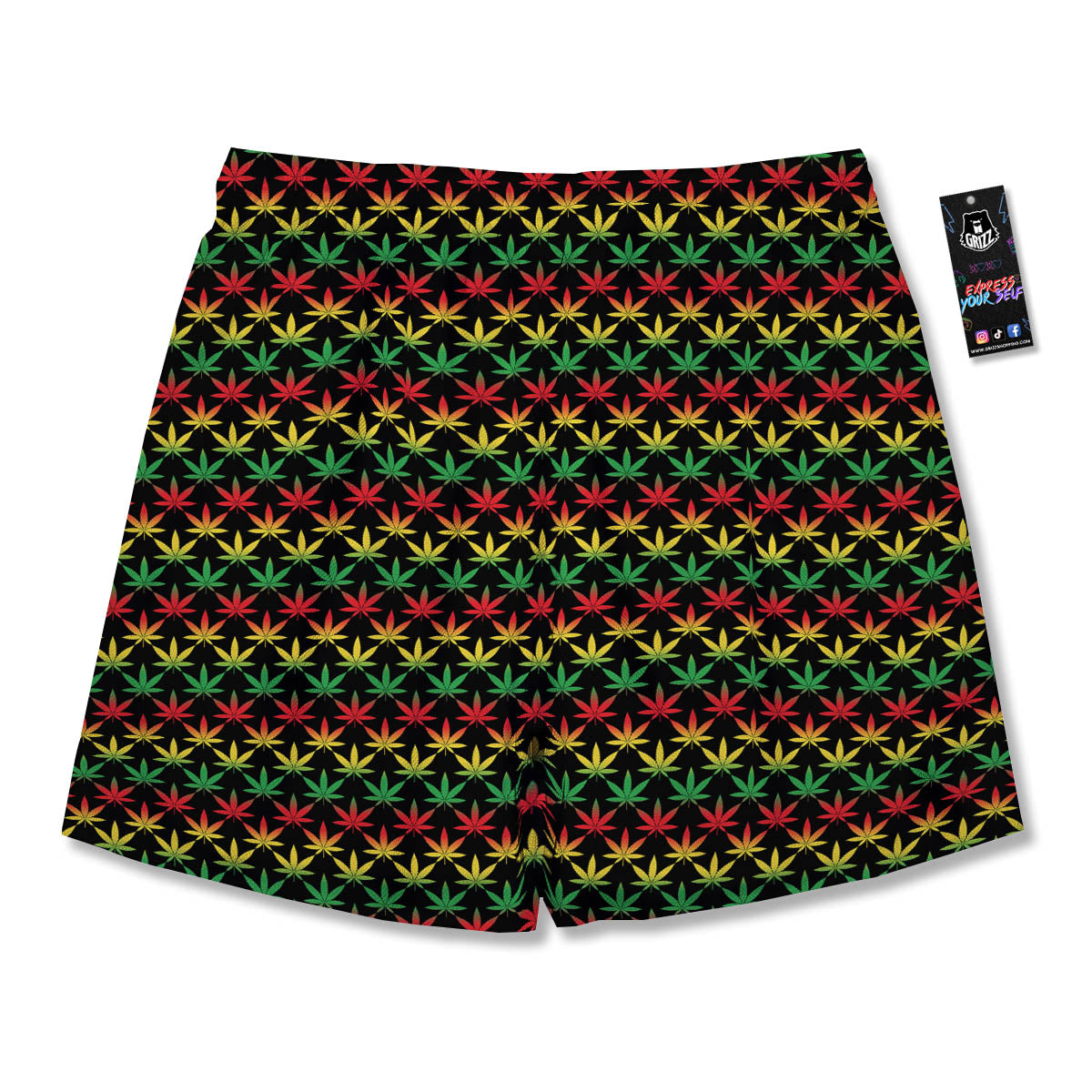 Rasta Cannabis Print Pattern Men's Running Shorts-grizzshop