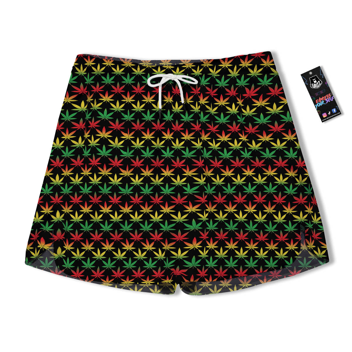 Rasta Cannabis Print Pattern Men's Running Shorts-grizzshop