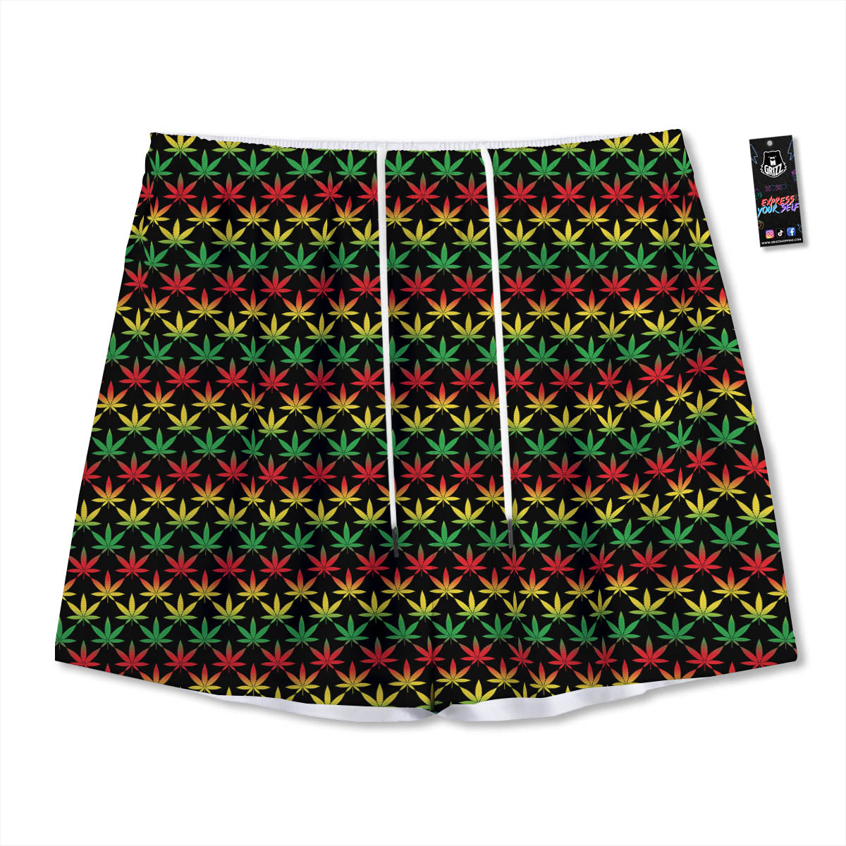 Polka Dot White And Green Print Pattern Mesh Shorts