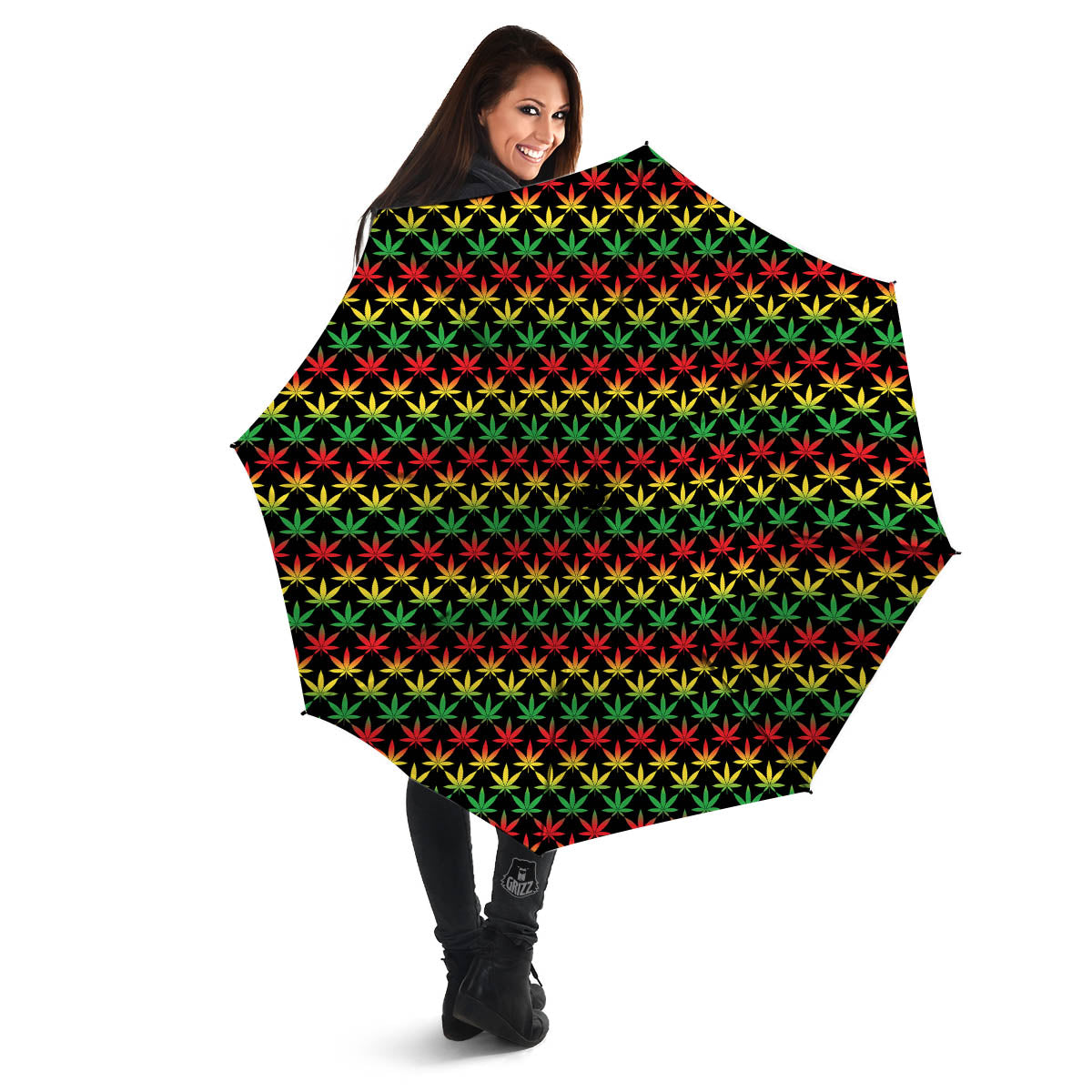 Rasta Cannabis Print Pattern Umbrella-grizzshop