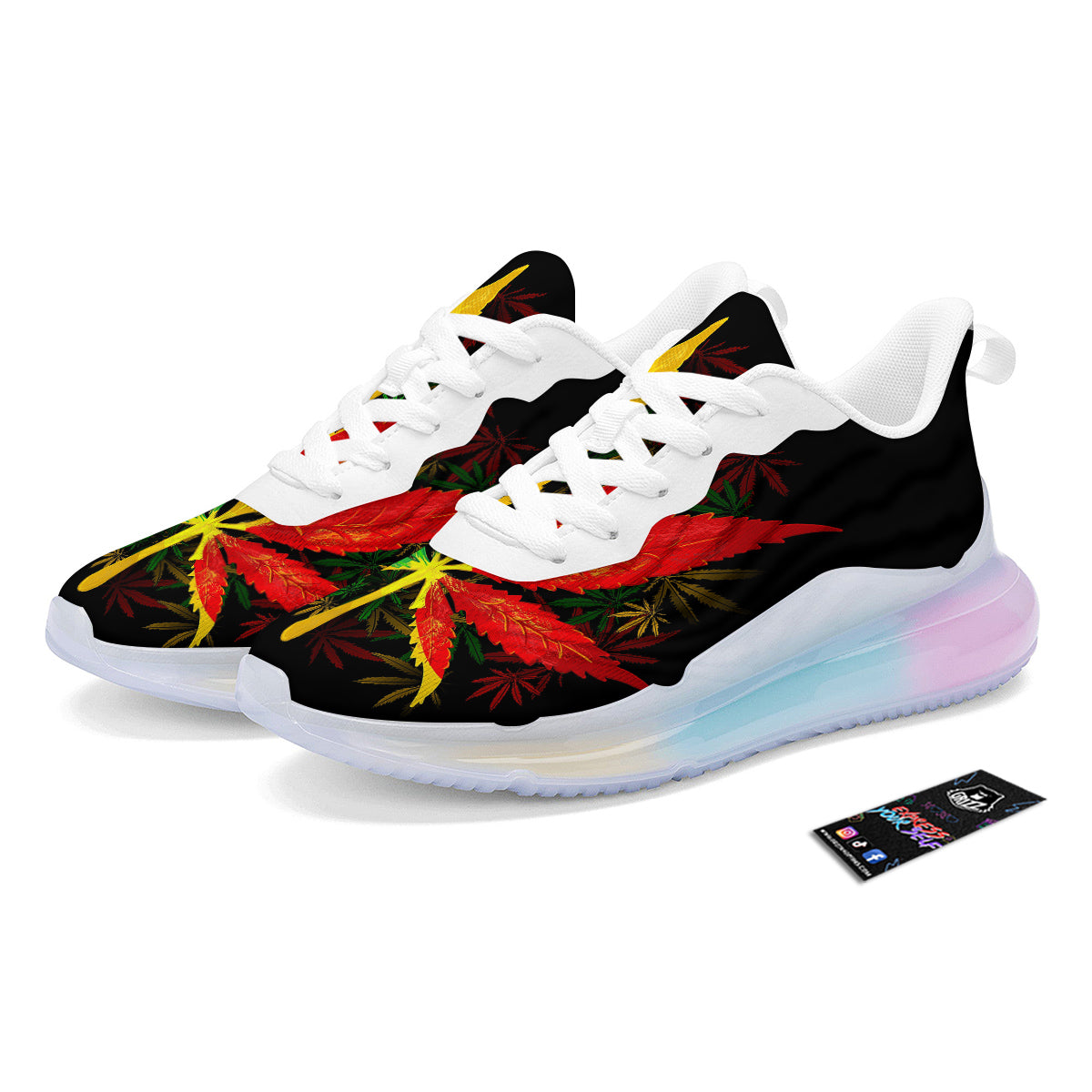 Rasta Cannabis Print Running Sneakers-grizzshop