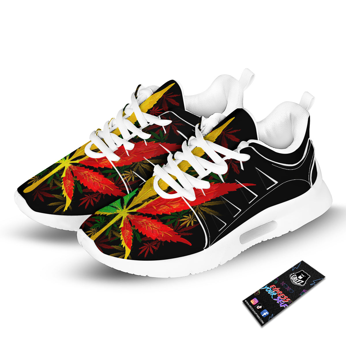 Rasta Cannabis Print Tennis Shoes-grizzshop