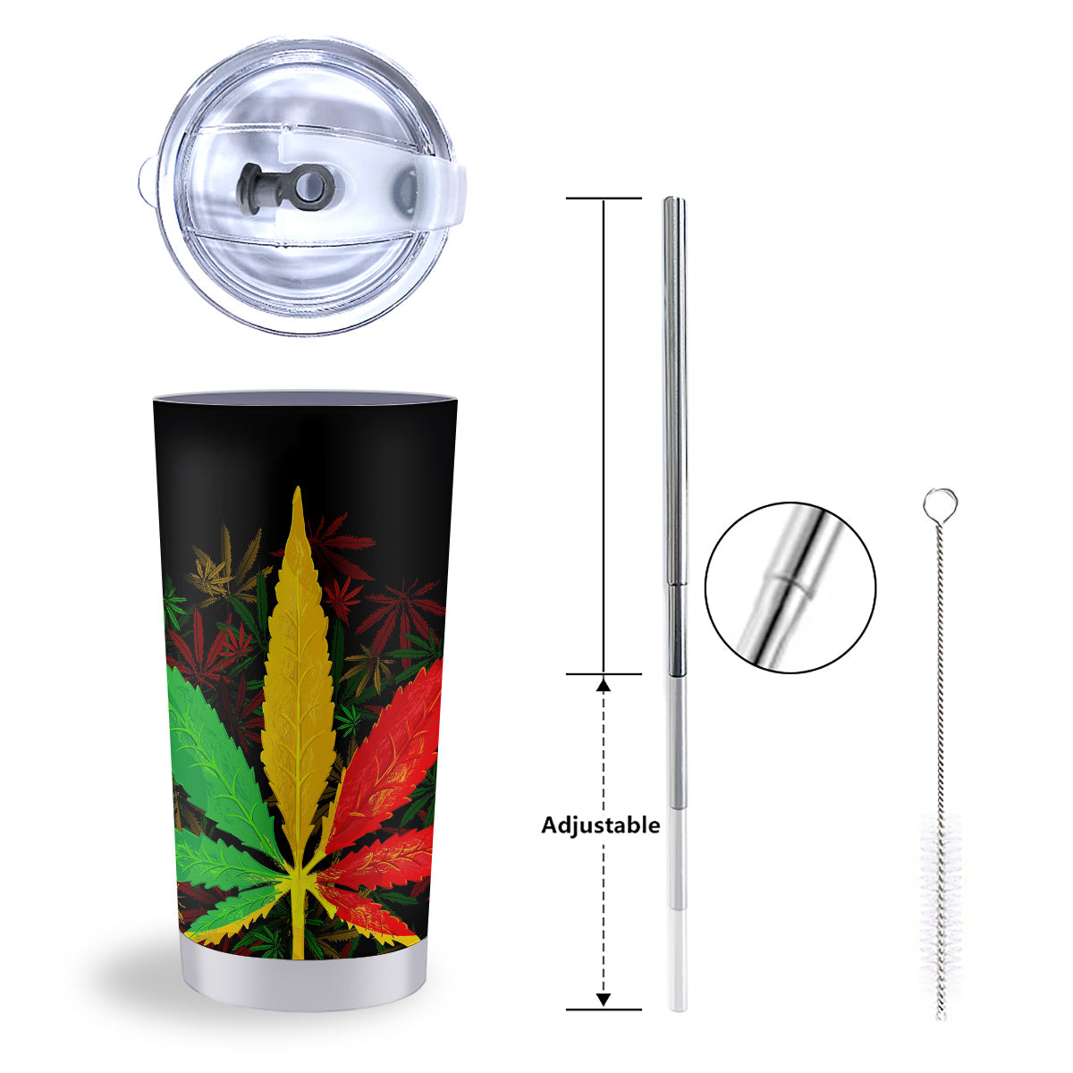 Rasta Cannabis Print Tumbler-grizzshop