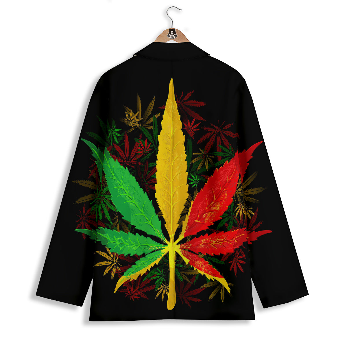 Rasta Cannabis Print Women's Blazer-grizzshop