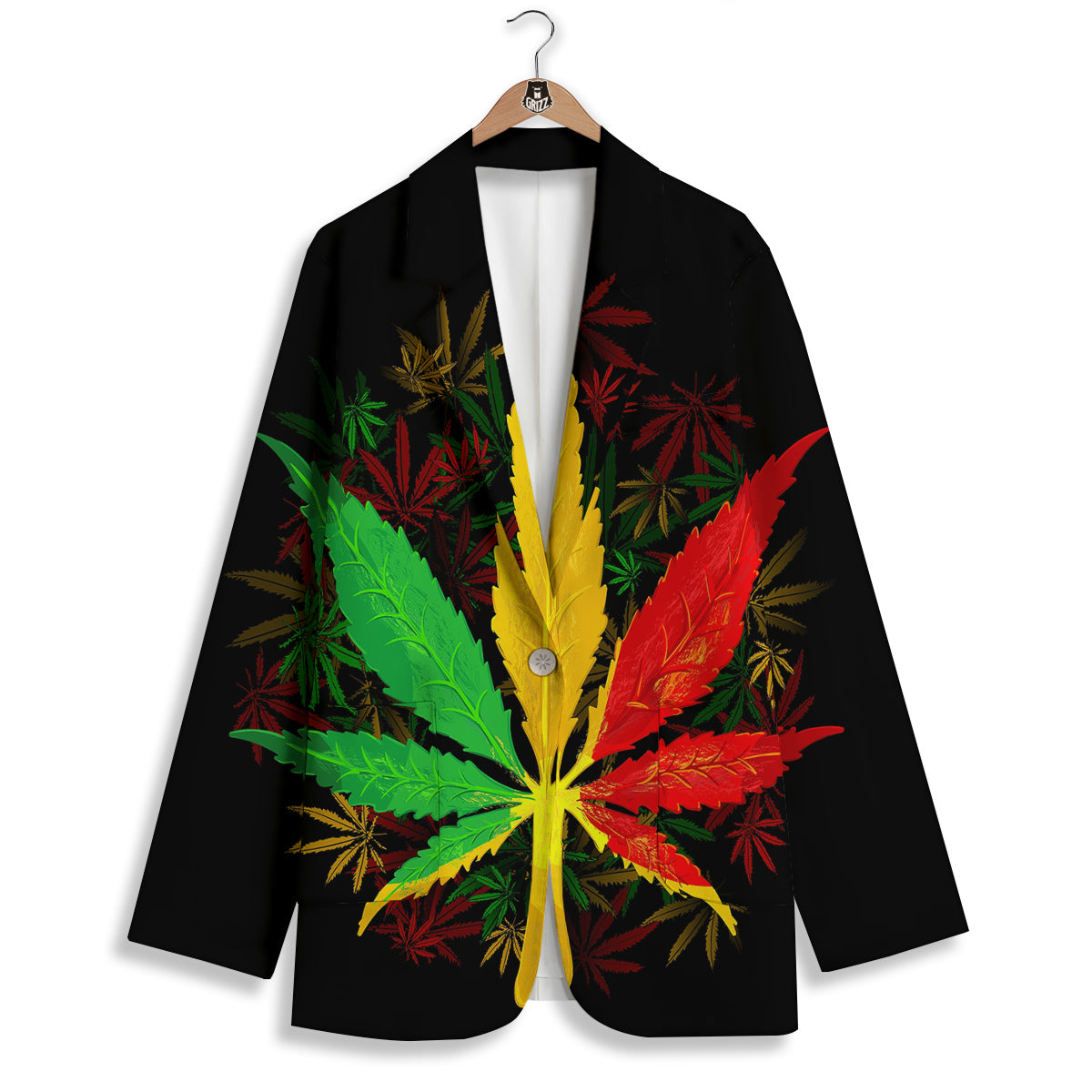 Rasta Cannabis Print Women's Blazer-grizzshop