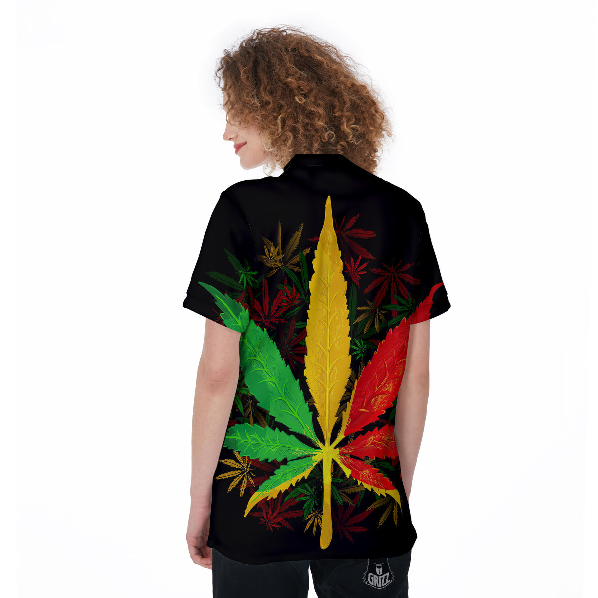 Rasta Cannabis Print Women's Golf Shirts-grizzshop