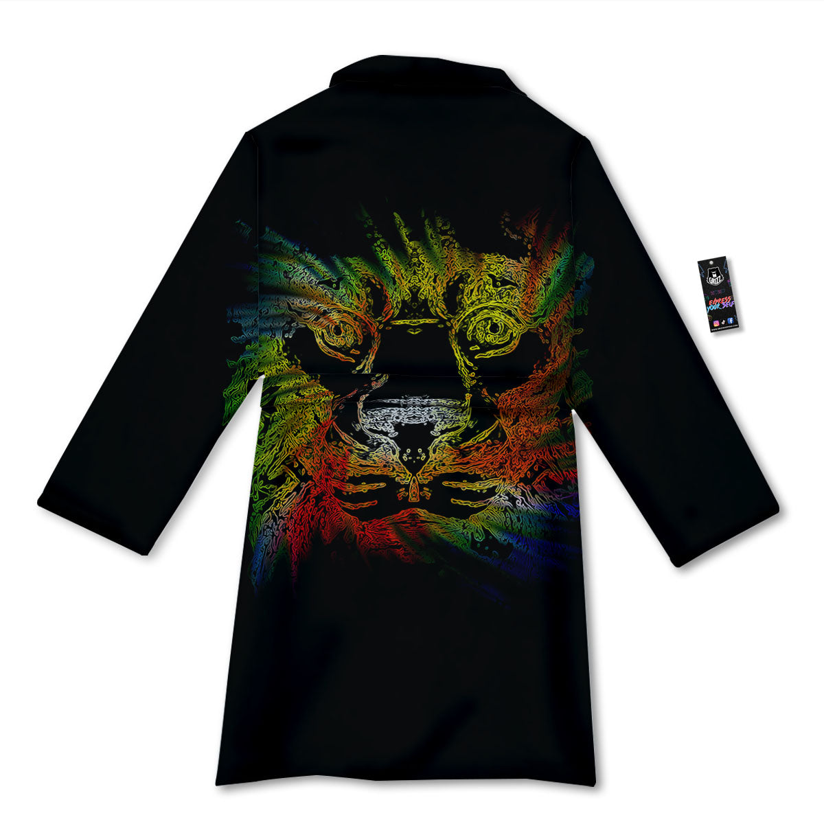 Rasta Lion Grunge Print Bathrobe-grizzshop