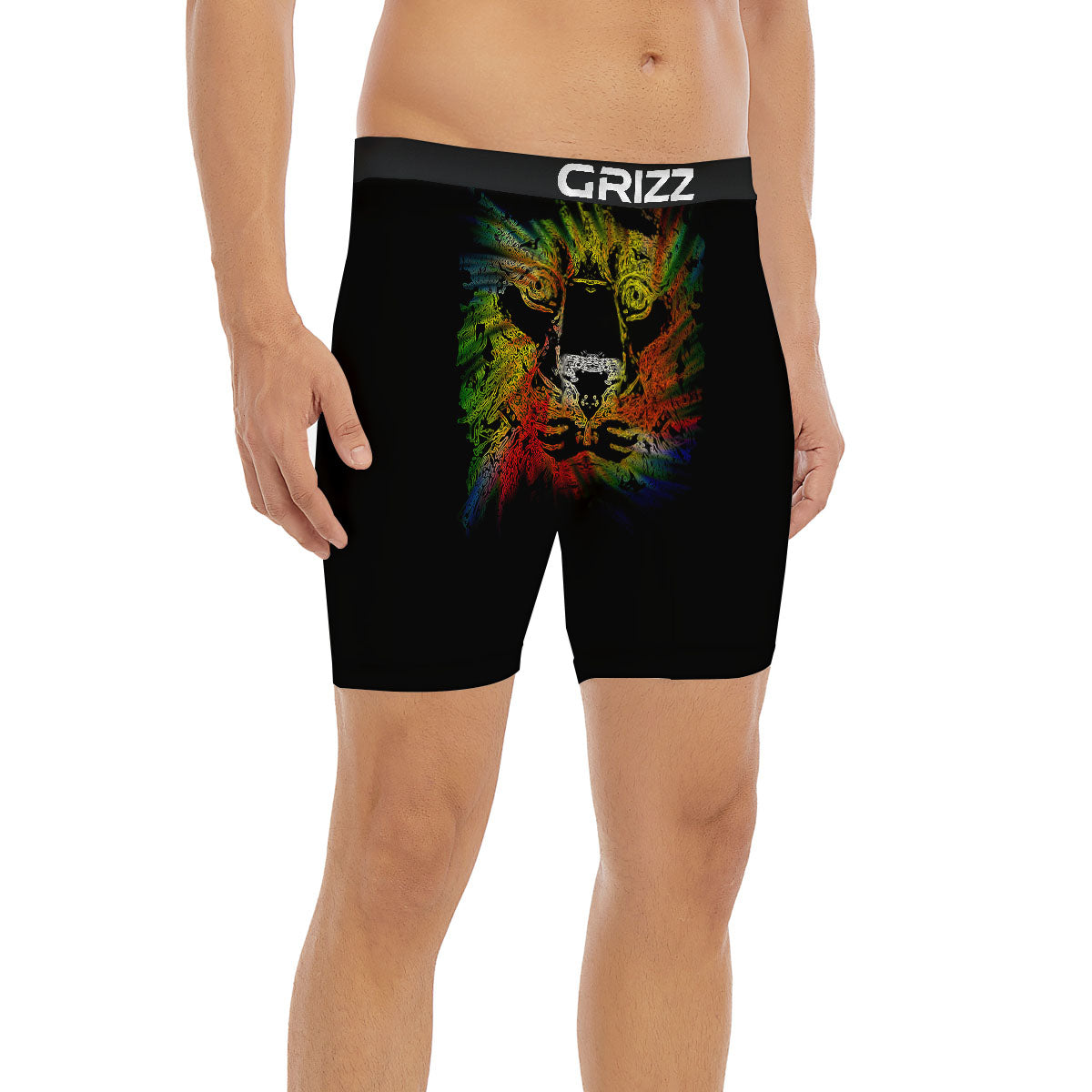 Rasta Lion Grunge Print Boxer Briefs-grizzshop
