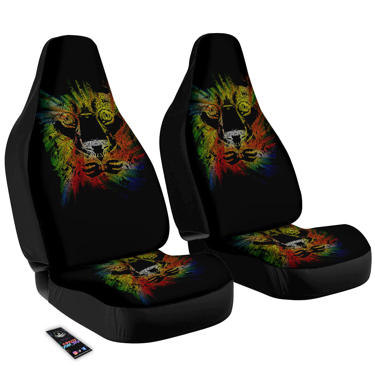 Rasta Lion Grunge Print Car Seat Covers-grizzshop