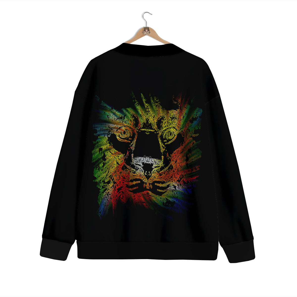 Rasta Lion Grunge Print Cardigan-grizzshop