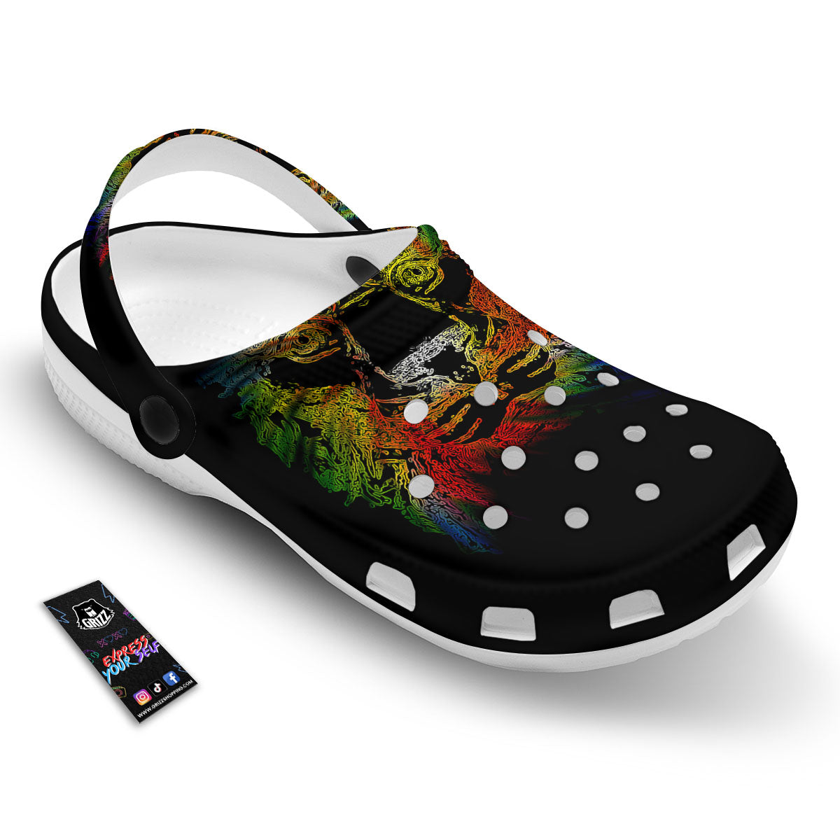 Rasta Lion Grunge Print Clog-grizzshop