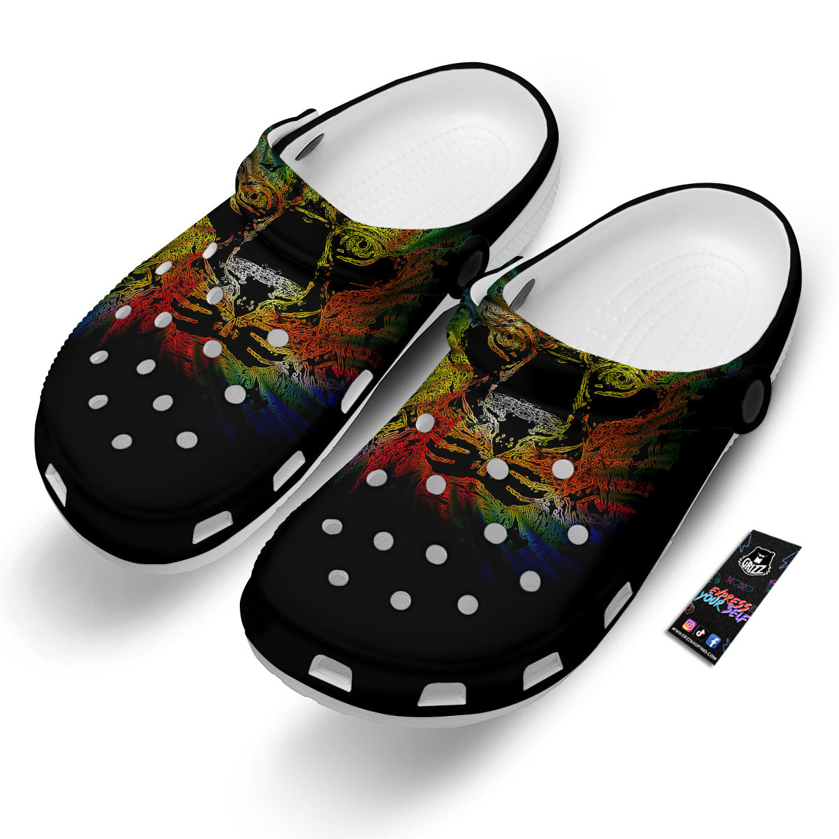 Rasta Lion Grunge Print Clog-grizzshop