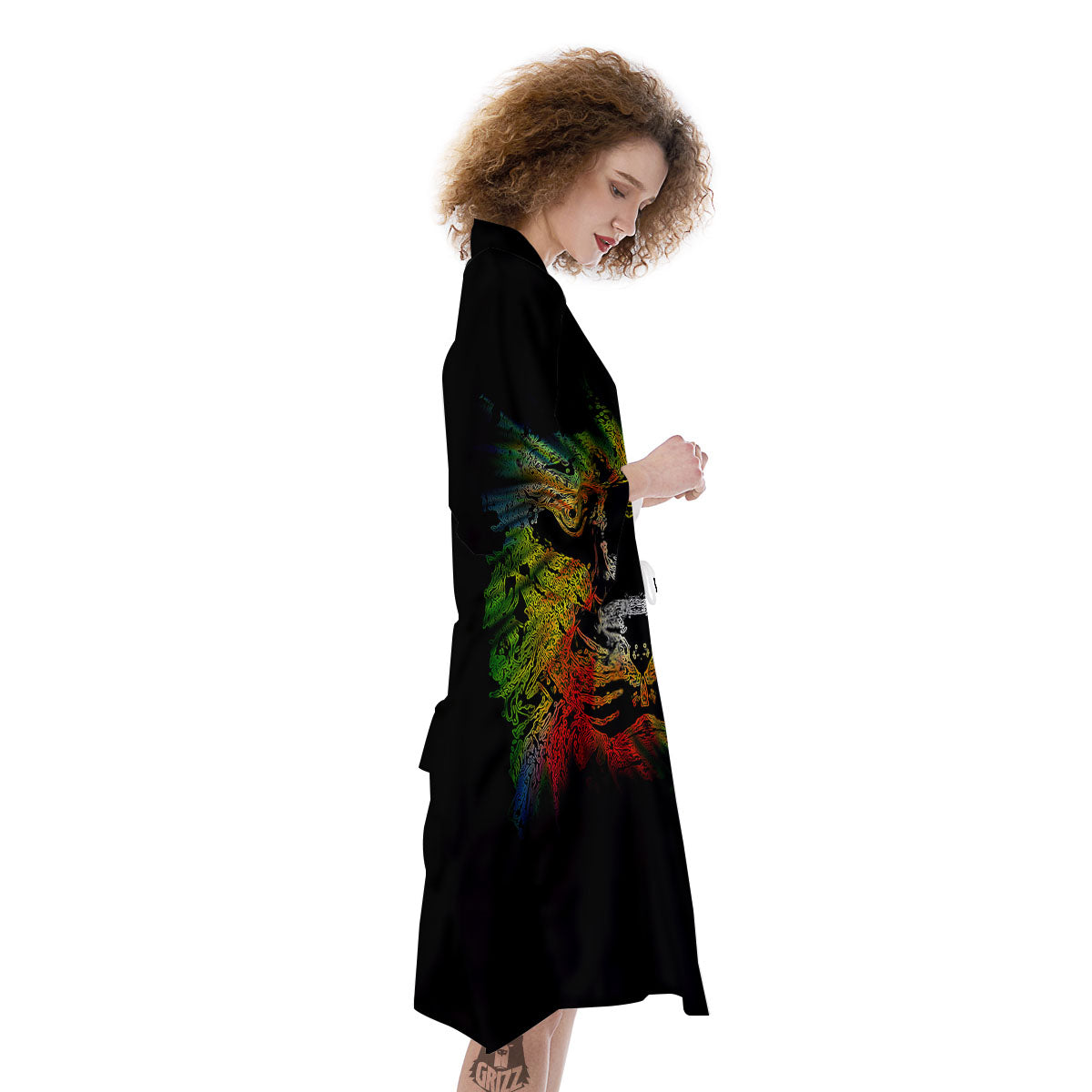 Rasta Lion Grunge Print Kimono-grizzshop