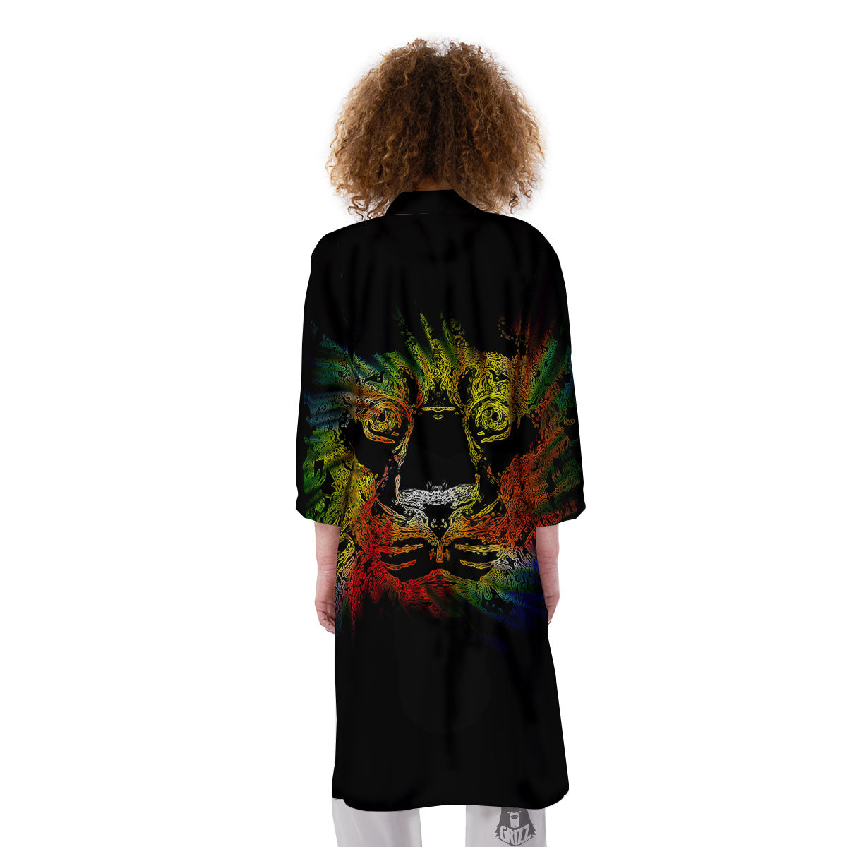 Rasta Lion Grunge Print Kimono-grizzshop
