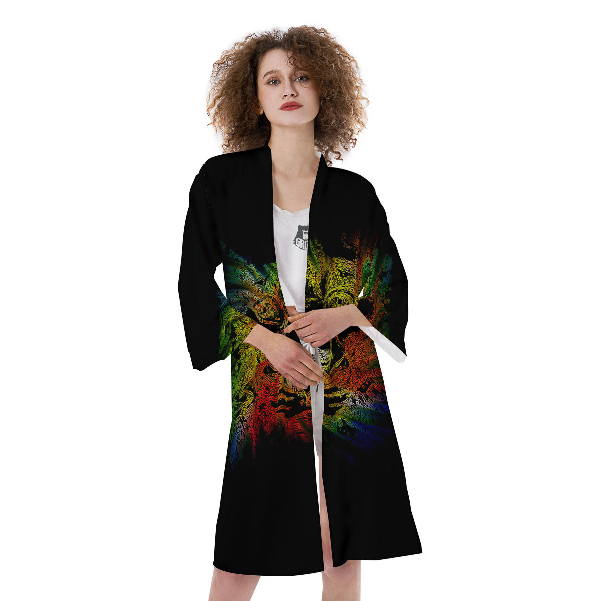 Rasta Lion Grunge Print Kimono-grizzshop