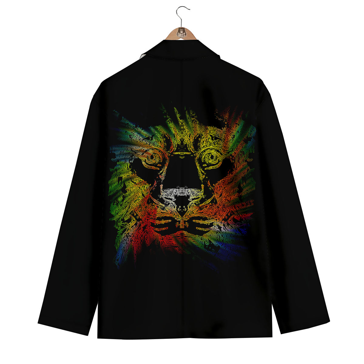 Rasta Lion Grunge Print Men's Blazer-grizzshop